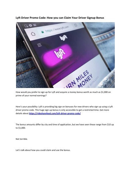 lyft promo for new drivers