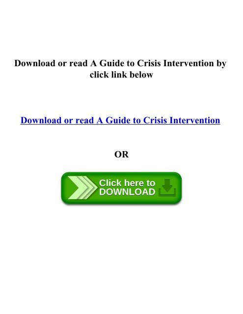 A Guide to Crisis Intervention