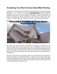 Everything You Want to Know About Metal Roofing