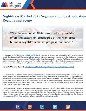 Nightdress Market 2025 Analysis by Driving Factors, Demand and Benefits