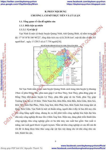 Thực trạng ô nhiễm môi trường ở xã Vạn Ninh, huyện Quảng Ninh, tỉnh Quảng Bình và một số biện pháp khắc phục