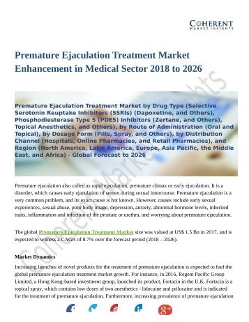 Premature Ejaculation Treatment Market Size & Share to See Modest Growth Through 2026