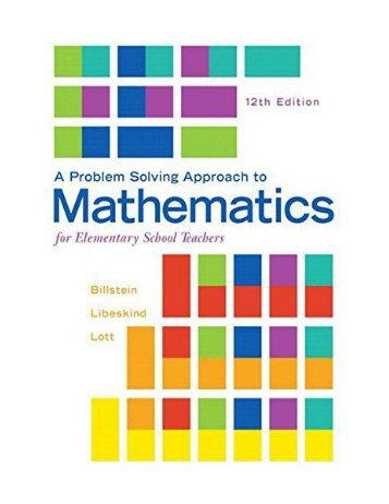 A Problem Solving Approach to Mathematics for Elementary School Teachers