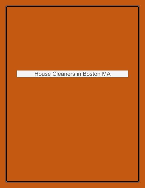 House Cleaners in Boston MA