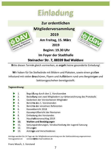 DAV Jahresprogramm 2019 für E-Paper