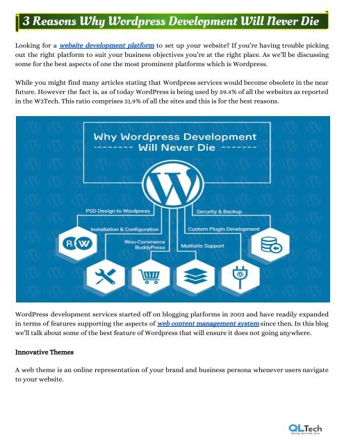 3 Reasons Why Wordpress Development Will Never Die