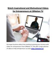 Watch Inspirational and Motivational Videos for Entrepreneurs at CBNation TV