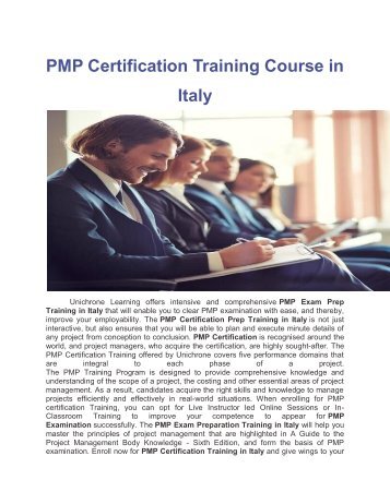 PMP Certification Training Course in Italy