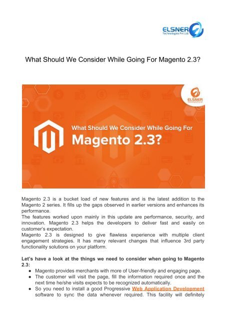 What Should We Consider While Going For Magento 2.3_
