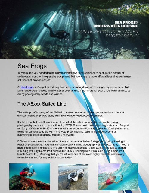 Sea Frogs - Underwater camera housings for most models of cameras