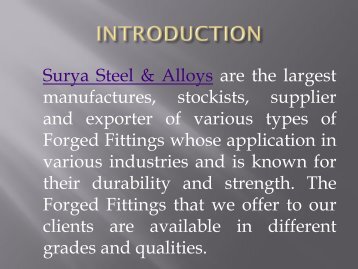 Manufacturer, supplier and exporter of SS 304/304L Forged Threaded & Socket weld Fittings