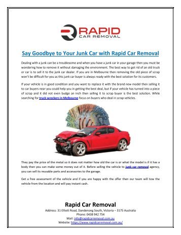 Say Goodbye to Your Junk Car with Rapid Car Removal