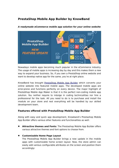 PrestaShop Mobile App Builder by KnowBand