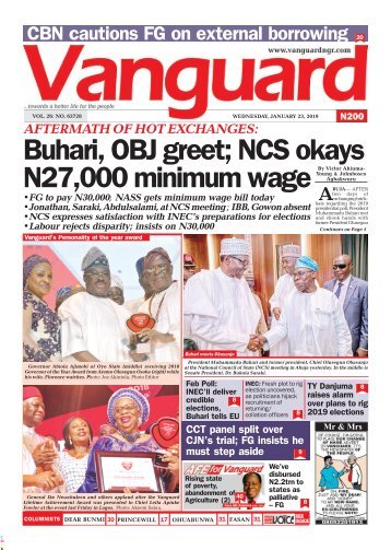 23012019 - Buhari, OBJ greet; NCS okays N27,000 minimum wage