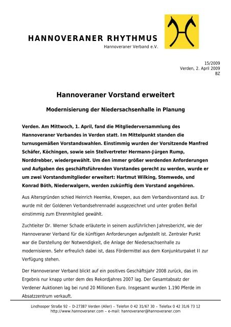 HANNOVERANER RHYTHMUS - Hannoveraner Verband