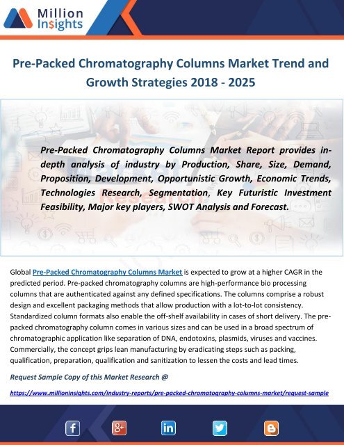 Pre-Packed Chromatography Columns Market Trend and Growth Strategies 2018 - 2025