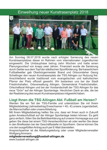 Stadionblättle TSG Ailingen e.V. 2018/2019