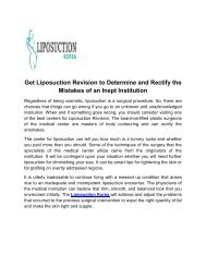 Get Liposuction Revision to Determine and Rectify the Mistakes of an Inept Institution