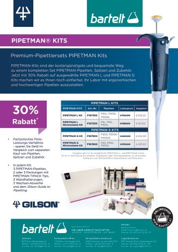 Bartelt Aktion GILSON Pipetman KITS Premium-Pipettiersets 