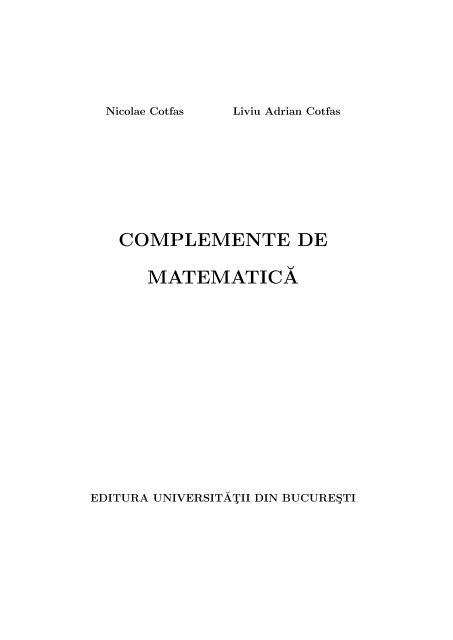 Complemente De Matematica