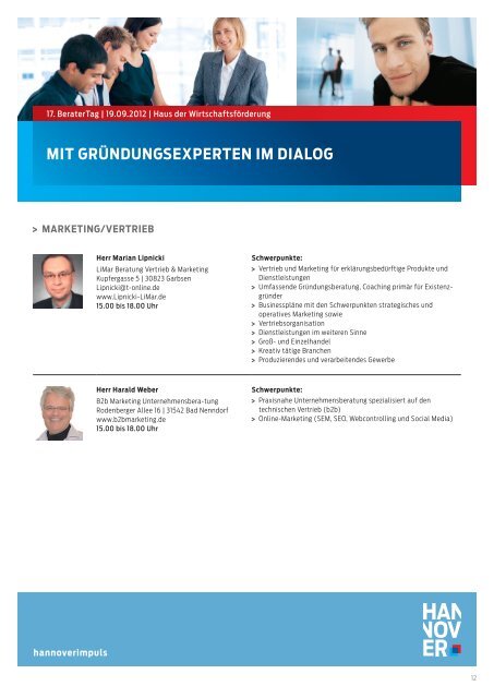 Mit GründunGsexperten iM dialoG - hannoverimpuls