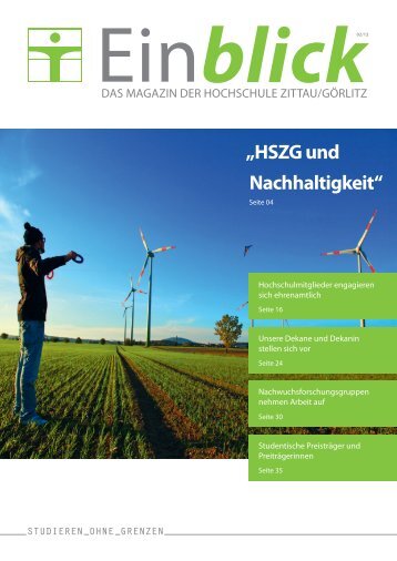 Einblick 02/2012: Titelthema "HSZG und Nachhaltigkeit"