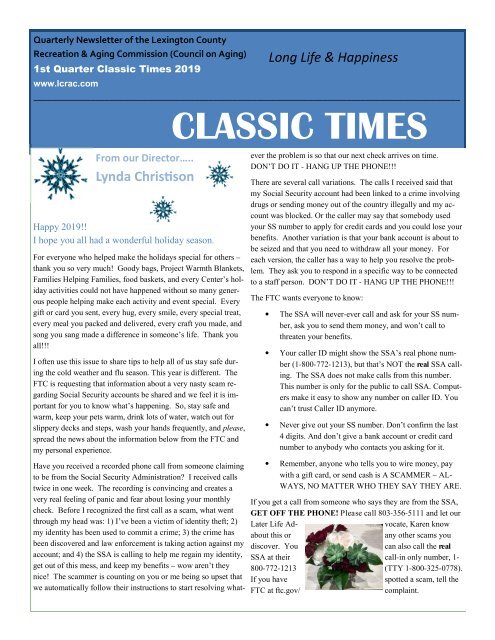 Classic Times Newsletter 1st Quarter 2019