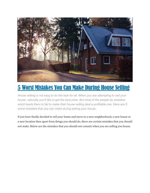 when can you sell a house