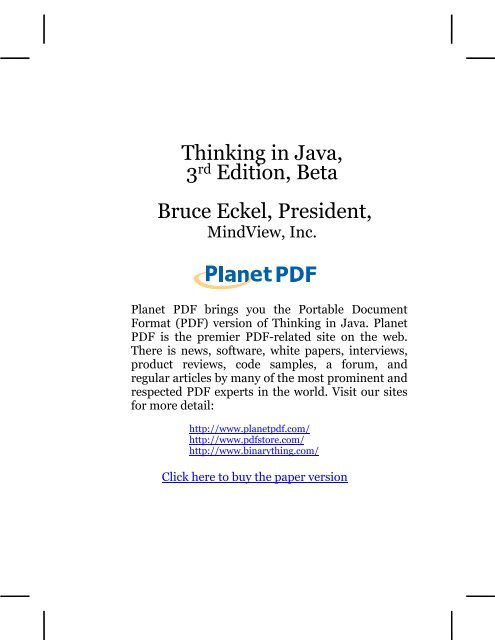 Thinking in Java, 3rd Edition, Beta - UNED
