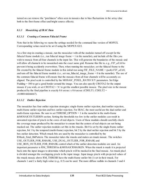 IRAC Instrument Handbook - IRSA - California Institute of Technology