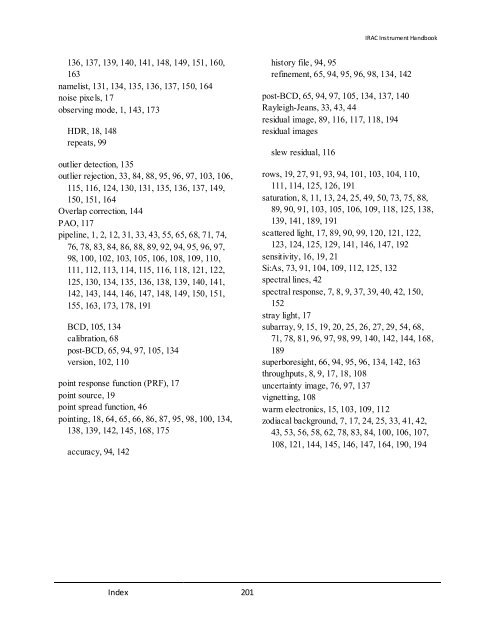 IRAC Instrument Handbook - IRSA - California Institute of Technology