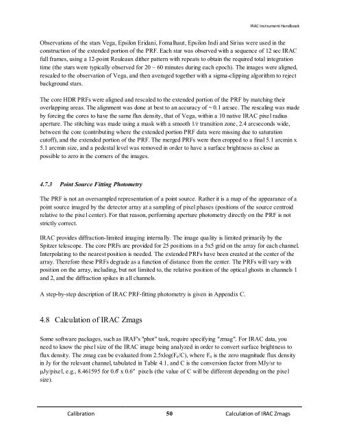 IRAC Instrument Handbook - IRSA - California Institute of Technology