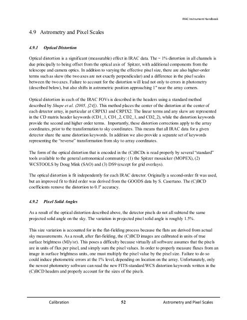 IRAC Instrument Handbook - IRSA - California Institute of Technology