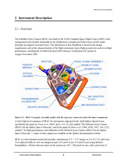 IRAC Instrument Handbook - IRSA - California Institute of Technology