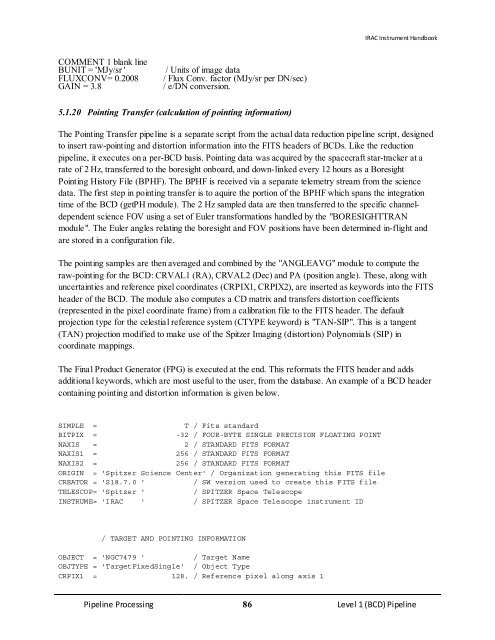 IRAC Instrument Handbook - IRSA - California Institute of Technology