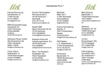 Händlerliste PLZ 7 - Liix