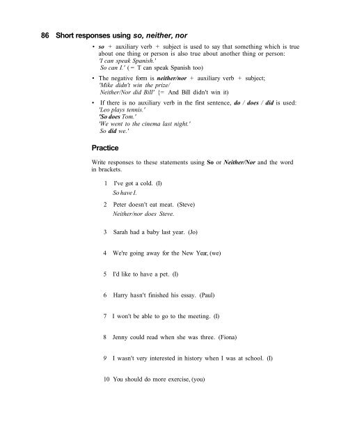 86 Short Responses Using