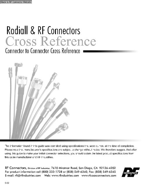cross reference radiall to rf connectors