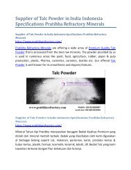 Supplier of Talc Powder in India Specifications Pratibha Refractory Minerals