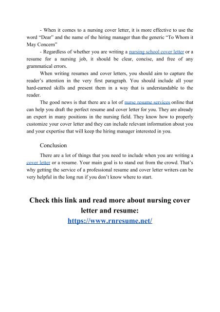 Nursing School Cover Letter and Resume: Things to Know to Get Perfect Docs