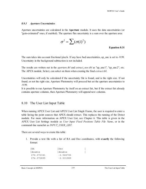 MOPEX User's Guide - IRSA