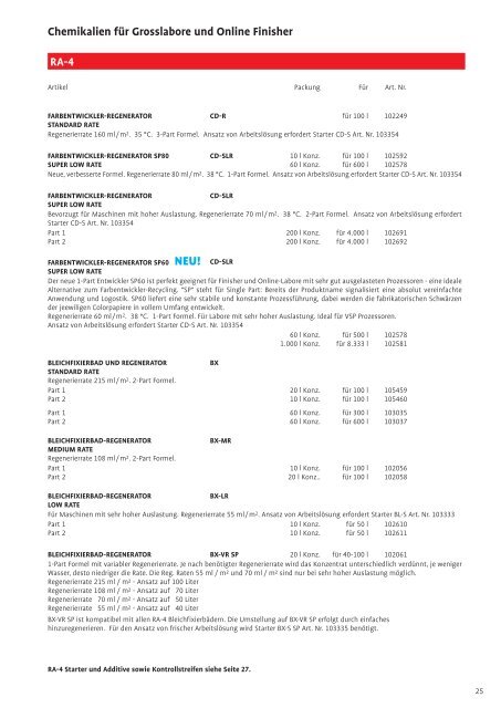 Imaging Chemikalien & Papiere Katalog