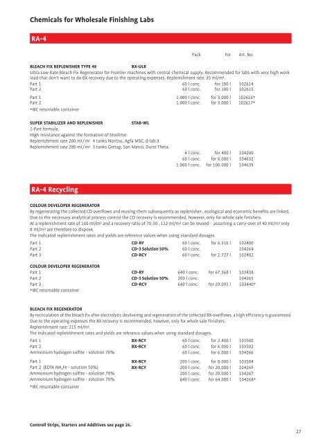 Imaging Chemicals & Paper Catalogue