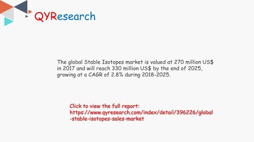 Global Stable Isotopes market will reach 330 million US$ by the end of 2025