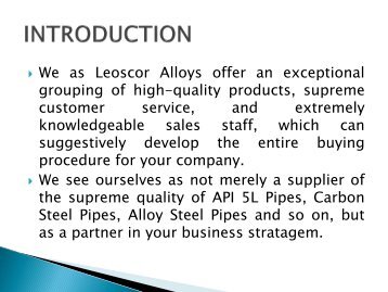 Exporters of Stainless Steel, Carbon Steel and High Nickel Alloys Pipes 