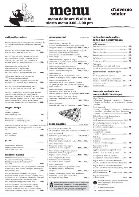 siesta menu, zima 2019