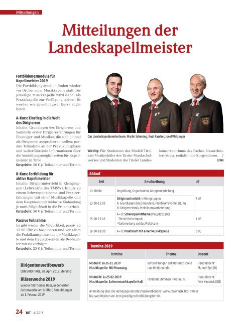 Blasmusik in Tirol, Ausgabe 4 / 2018