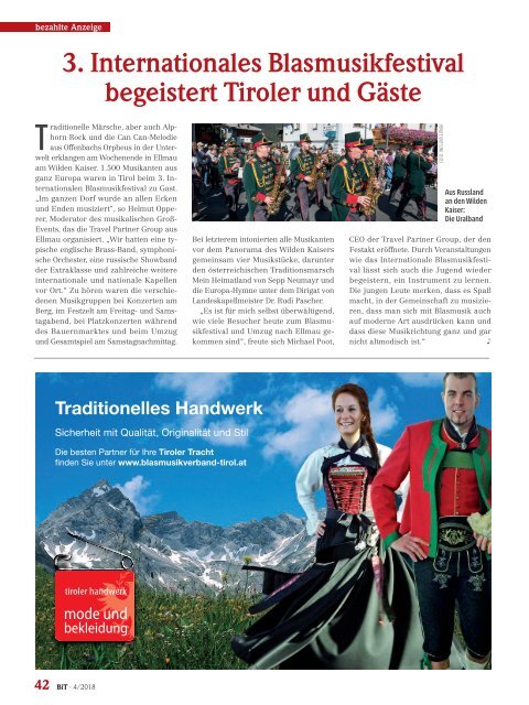 Blasmusik in Tirol, Ausgabe 4 / 2018