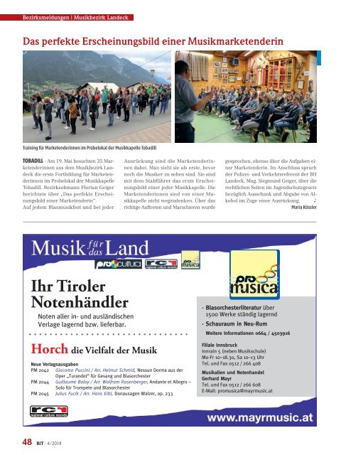 Blasmusik in Tirol, Ausgabe 4 / 2018