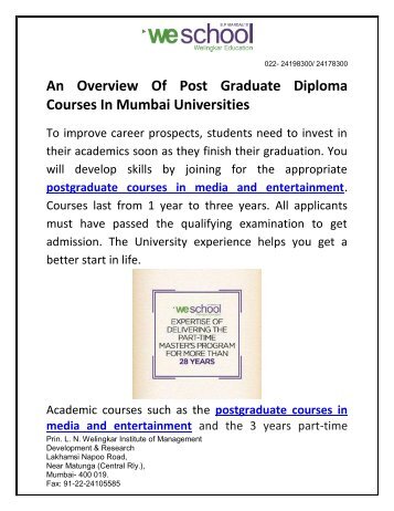 An Overview of Post Graduate Diploma Courses in Mumbai Universities